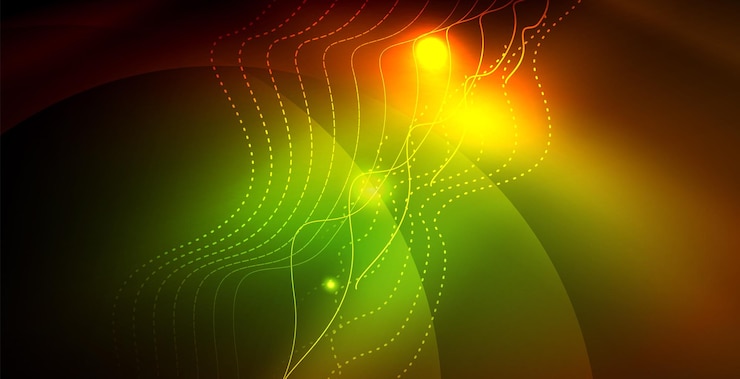 Vector color neon lights with waves abstract background