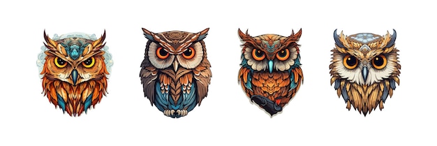 Color owl vinyl sticker Vector illustration design