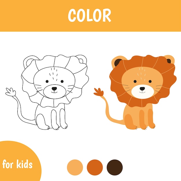 Color page for kids with lion