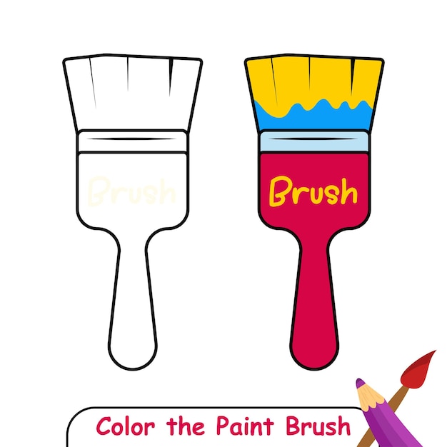 Color the Paint Brush Coloring book for kids Paint Brush Vector Graphics