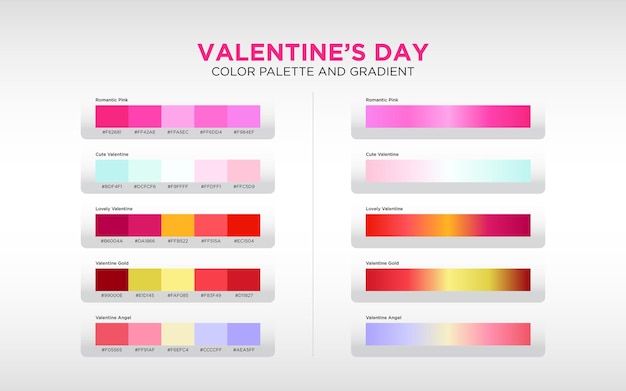 color palette and gradient for valentines day