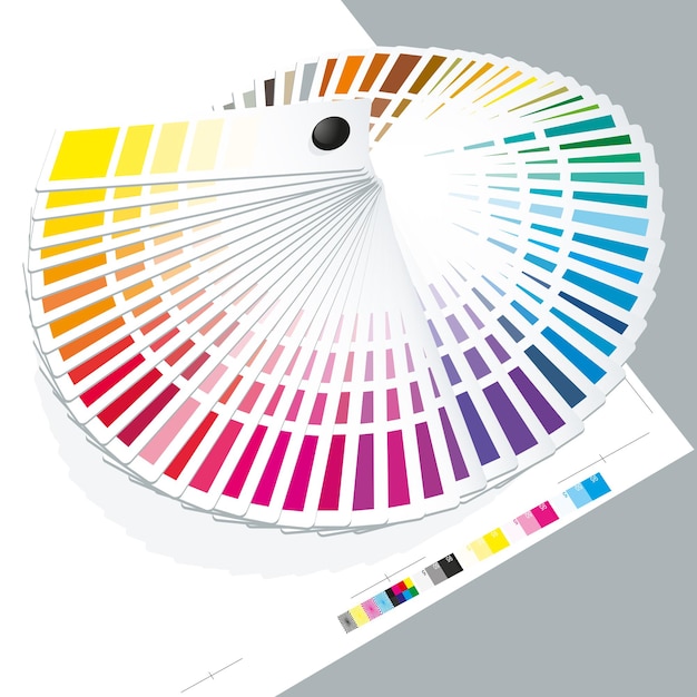 Color palette guide of paint sample, paint selection catalog.