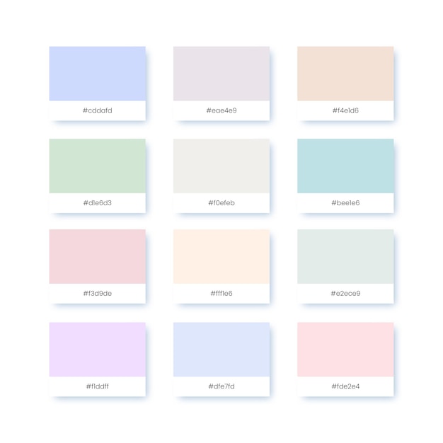 Vector color palettes with color codes