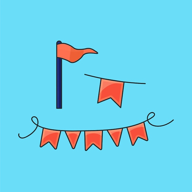Цветные бумажные треугольные флаги, собранные и задрапированные гирляндами, с днем рождения
