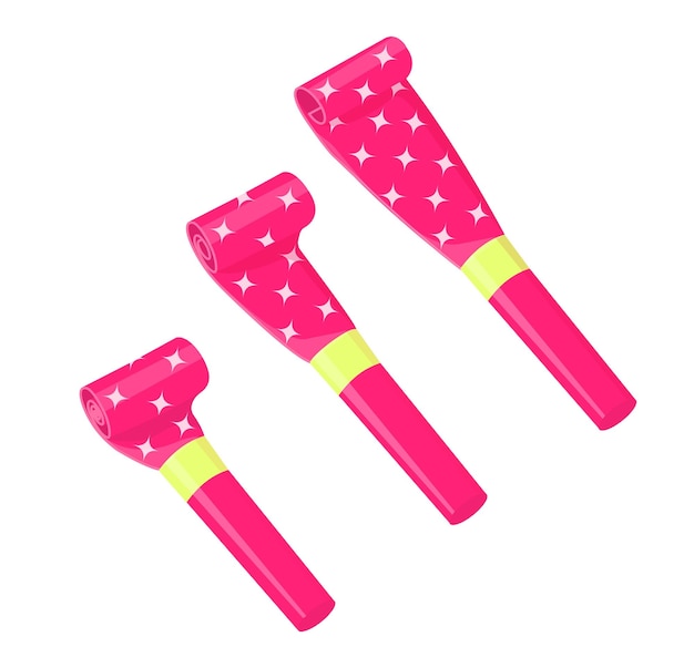 Vector color party blower set happy party vector illustration