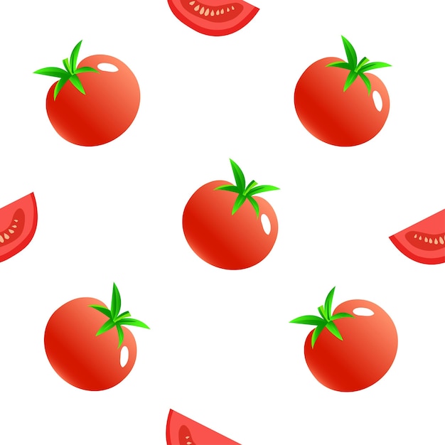 Color pattern on a white background A tomato Cut tomato