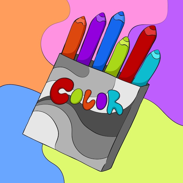 color pencil art illustration pack of pencil colors making colorful illustration