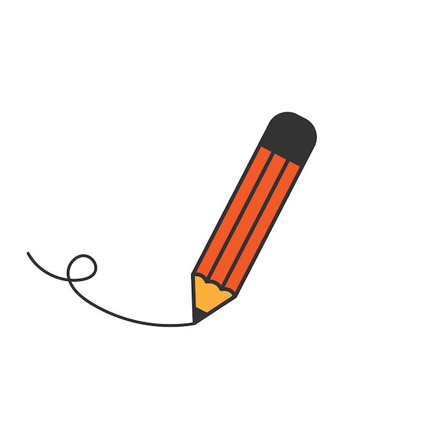 Color pencil writing with line art drawing isolated vector illustration
