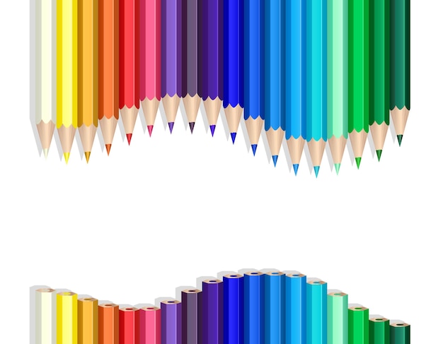 白の上に波を作る色鉛筆