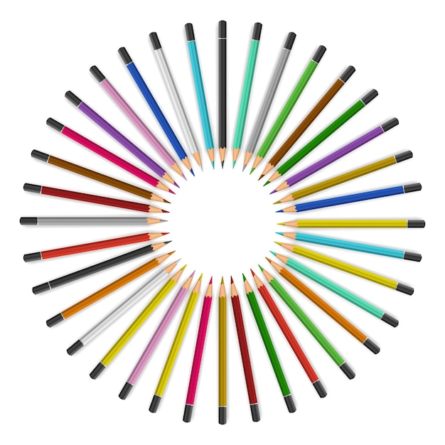 Vector color pencils on table