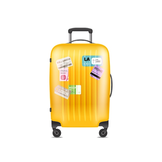 Vector color plastic travel bag vector illustration. object isolated on white