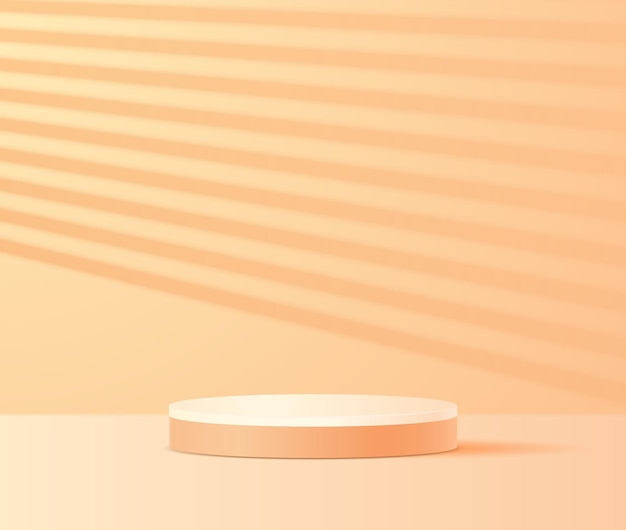 Vector color platform podium on yellow-orange background with shadow.