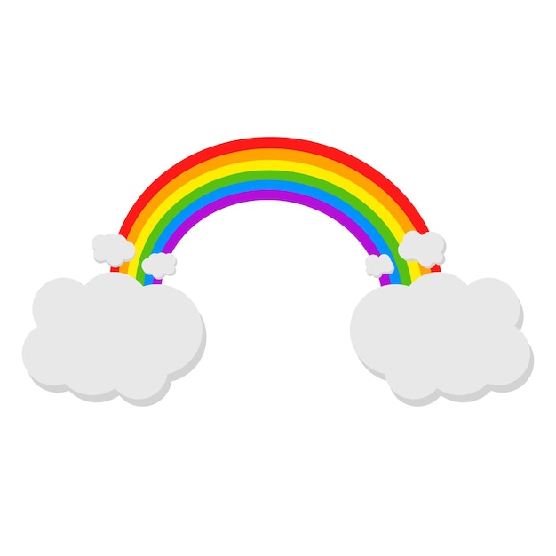 Color rainbow with clouds Vector illustration