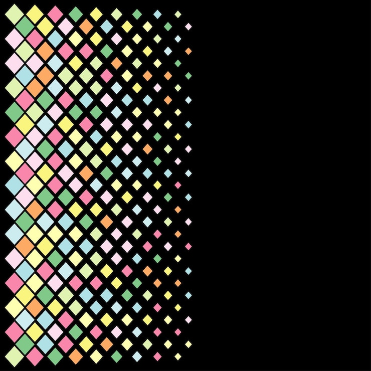 Vector 黒の背景に色菱形パターン。