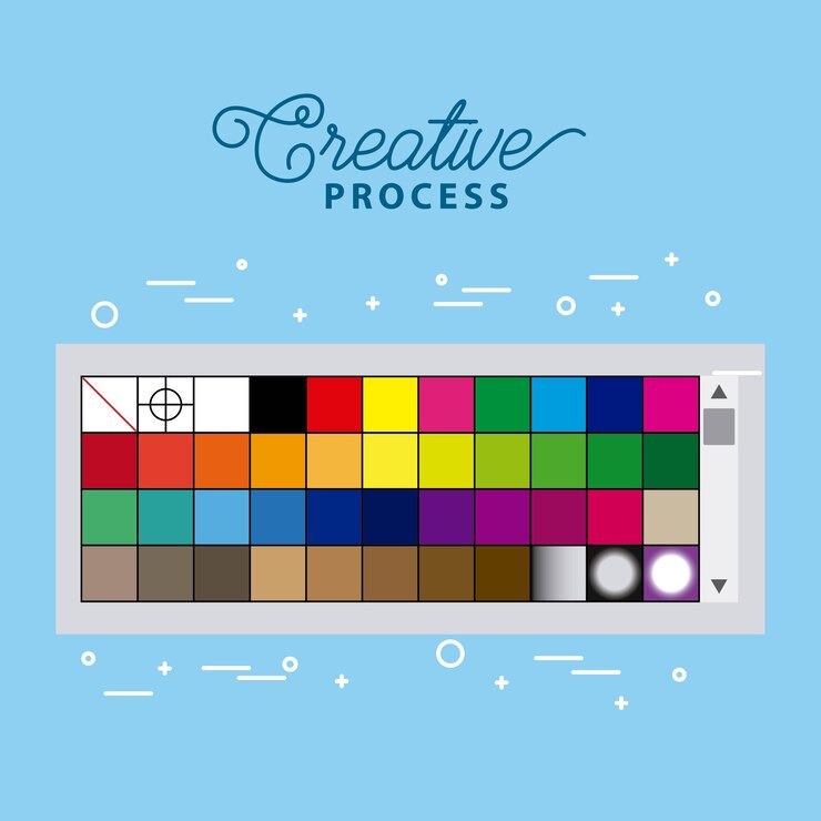 Vector color sampler working process tools vector illustration