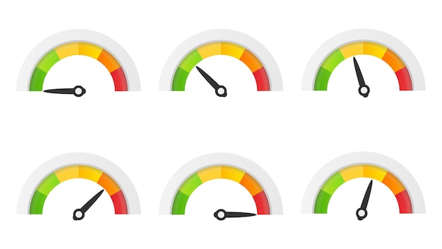 Vector color scale with arrow from red to green the measuring device icons set vector illustration