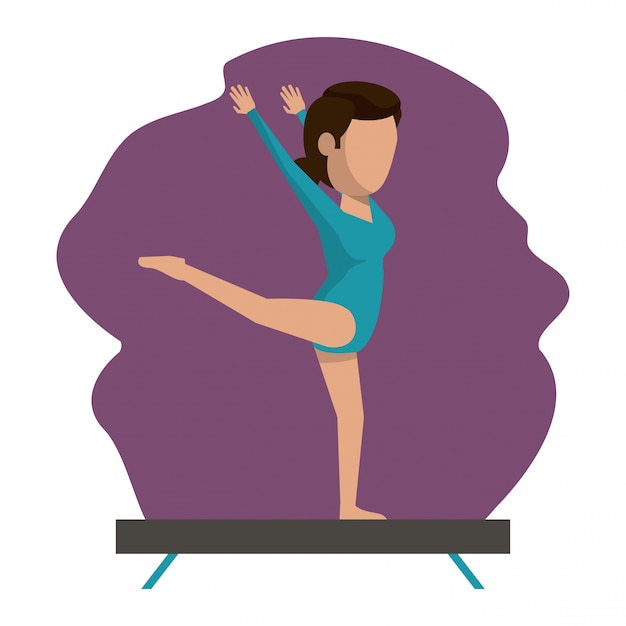 Vector color scene with faceless woman gymnast