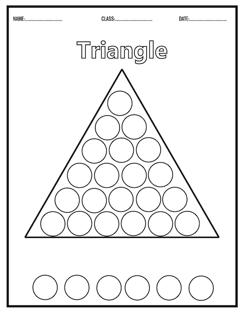 図形に色を付けます。子供の教育。就学前のワークシート。ドット マーカーの塗り絵。