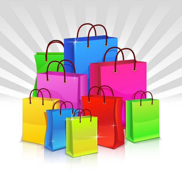 Color shopping bags. Discount.