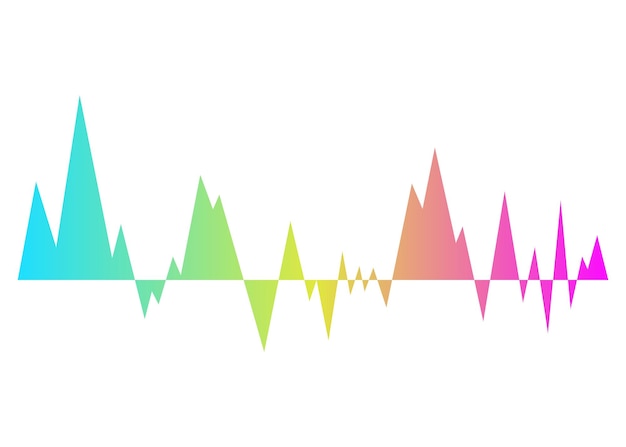 Color sound wave Audio digital equalizer technology musical pulse vector Illustration Voice line waveform or volume level symbol Curve radio wave
