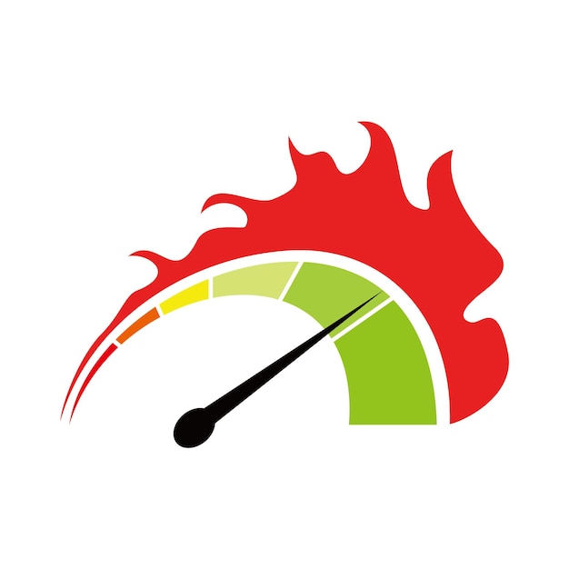 Color speedometer icon colorful Speed meter Heating temperature scale vector illustration