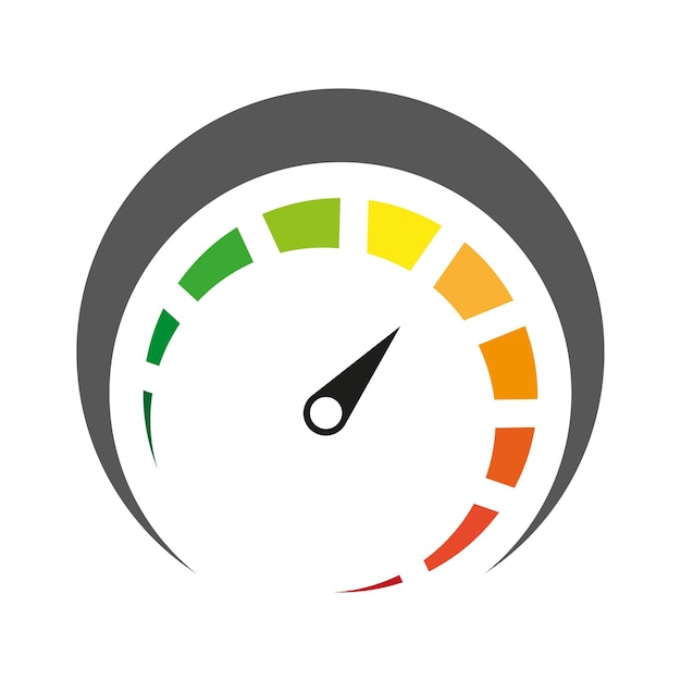 Tachimetro a colori misuratore di velocità icona della scala della temperatura di riscaldamento illustrazione vettoriale