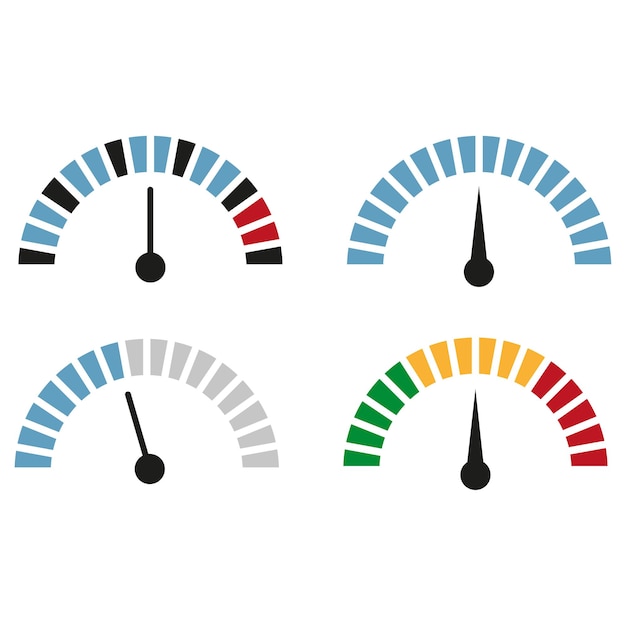 Color speedometer Speed meter Heating temperature scale icon Vector illustration