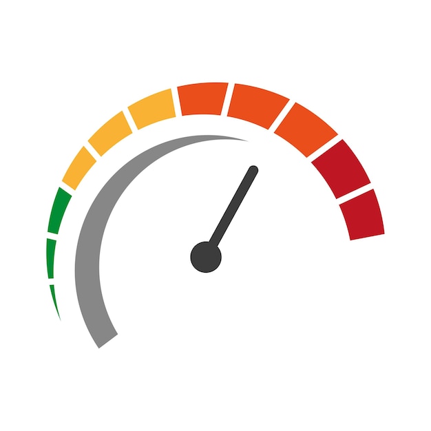 Цветной спидометр Измеритель скорости Значок шкалы температуры нагрева Векторная иллюстрация