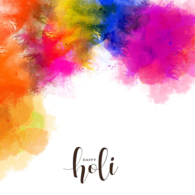 Vector color splash effect against white background with happy holi font