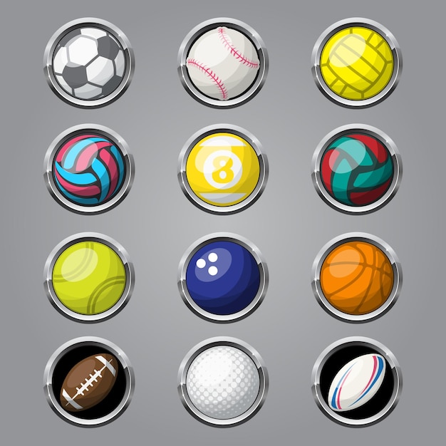 Color sport balls buttons background