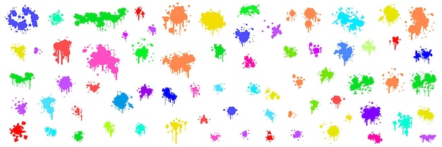 Color Spray Different Set Paint Blot Element Vector Object Brush