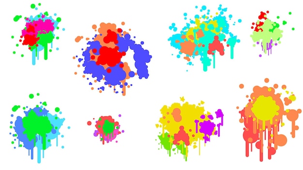 カラー スプレーの別のセット ペイントのしみ要素ベクトル オブジェクト ブラシ