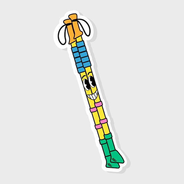 Color sticker of trekking poles in the style of the y2k