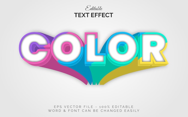 Color text effect long shadow style editable text effect colorful theme