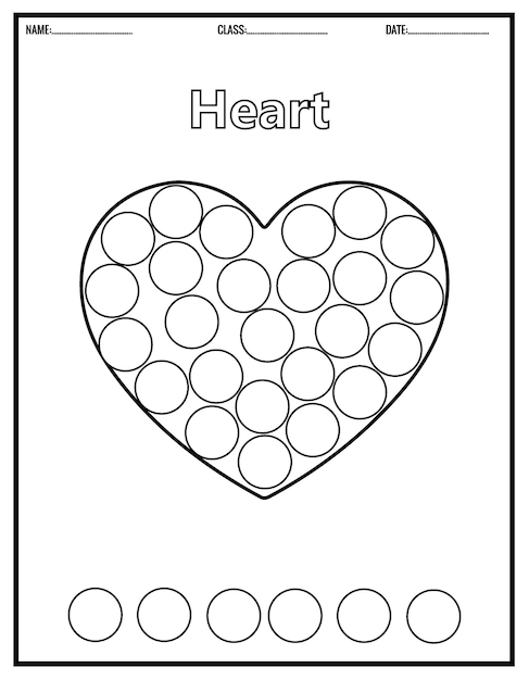 図形に色を付けます。子供の教育。就学前のワークシート。ドット マーカーの塗り絵。