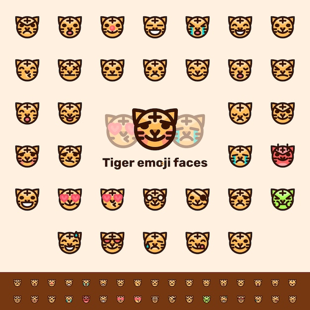 Color tiger emoji faces