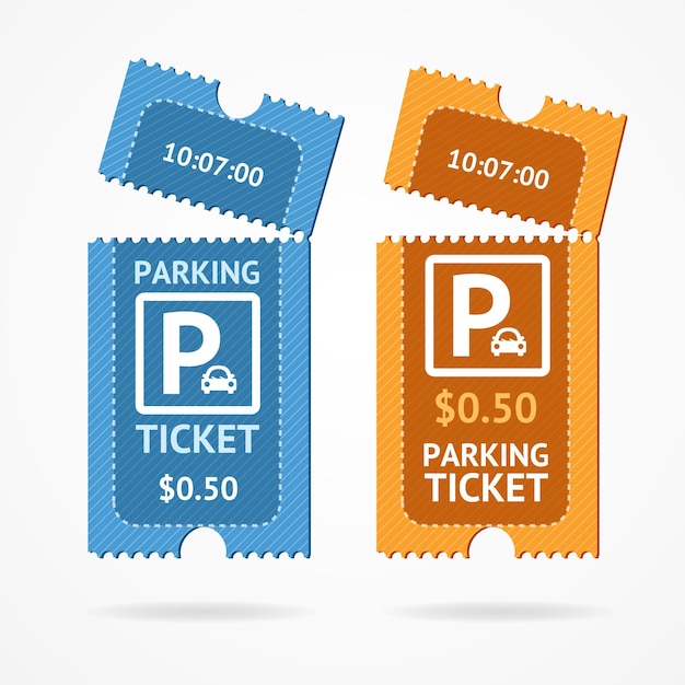 Color Torn Parking Ticket Icon Set Vector