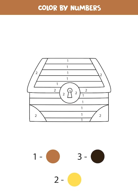 Раскрась сундук с сокровищами по номерам Рабочий лист для детей
