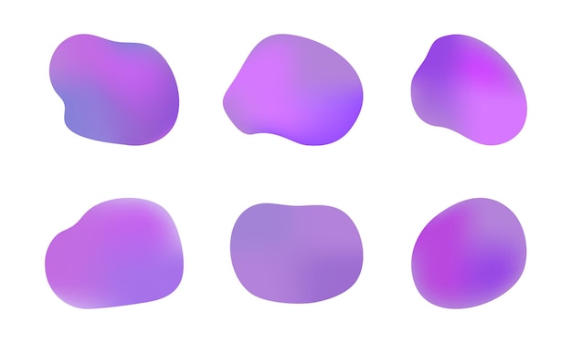 색상 트렌드 2022, 보라색 추상 점 모양이 없는 흐르는 액체 덩어리가 흰색 배경에 격리된 프레젠테이션 배너 전단지 엽서 로고를 위한 디자인 키트를 얼룩지게 합니다. 벡터 그래픽
