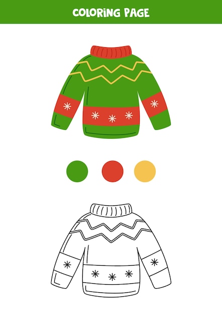 Color ugly Christmas sweater Worksheet for kids