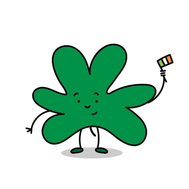 벡터 세인트 패트릭의 날을 위한 잎 클로버와 아일랜드 국기의 색 벡터 낙서 그림