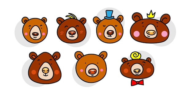 Vector color vector set of different bears