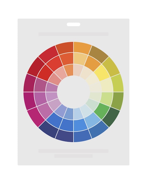 Color wheel semi flat color vector object. circle with colored sectors. full sized item on white. create color combinations isolated modern cartoon style illustration for graphic design and animation