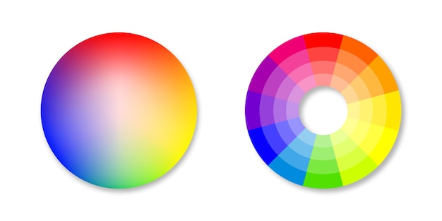 ベクトル カラーホイールセットrgbサークルプライマリセカンダリおよび補完パレットコレクションカラー見本パターン