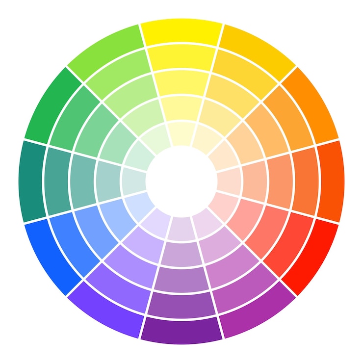 Vector color wheel with colors and gradients circular color scheme isolated vector illustration