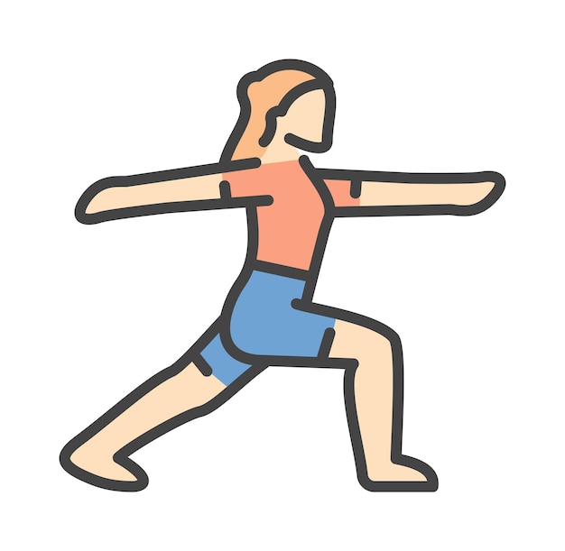 Color woman doing yoga icon