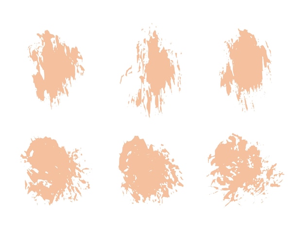 Vector color of the year 2024 peach fuzz sample vector paint brush spot hand painted trendy color background ink scribble dab clipart set