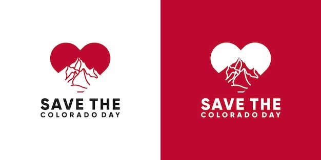 Il design dello stemma del logo del colorado e il cuore proteggono la commemorazione del giorno del colorado