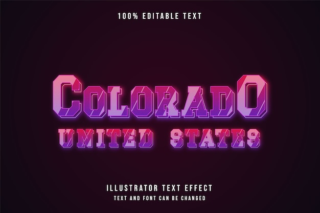 Colorado stati uniti, effetto di testo modificabile effetto neon sfumato rosa