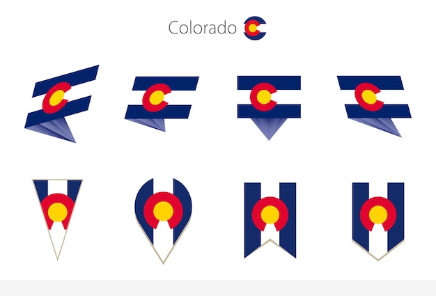 Colorado US State flag collection eight versions of Colorado vector flags